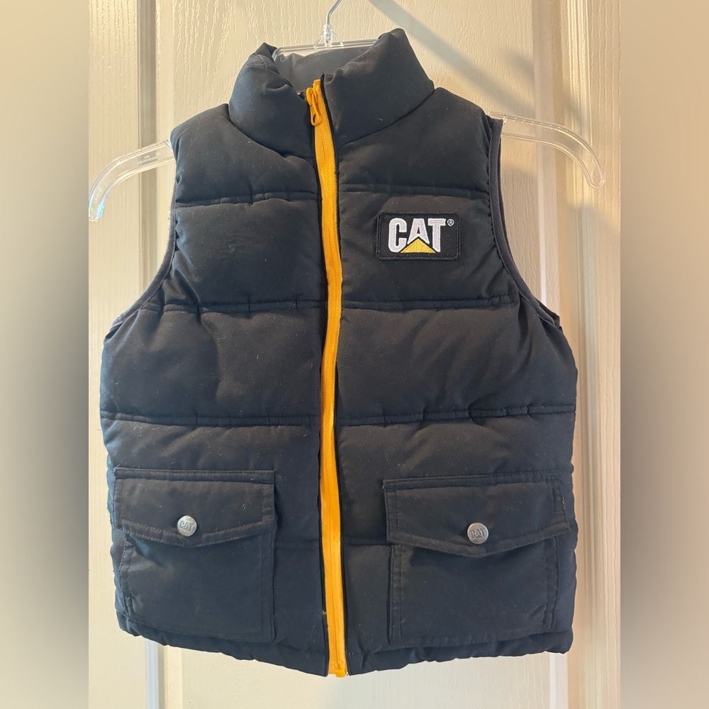 Kids CAT Black Puffer Vest- size 4